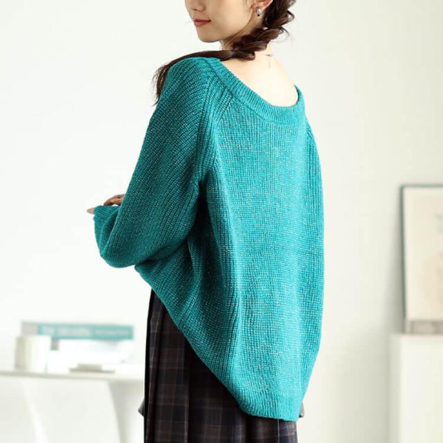 前後2wayラメリブニット