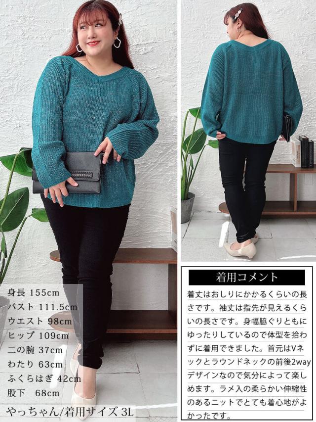 前後2wayラメリブニット