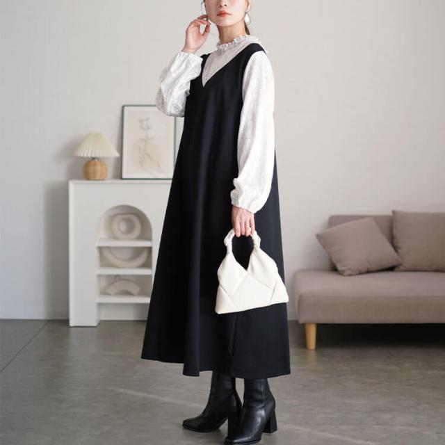 レースブラウスドッキングワンピース