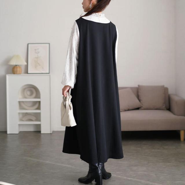 レースブラウスドッキングワンピース