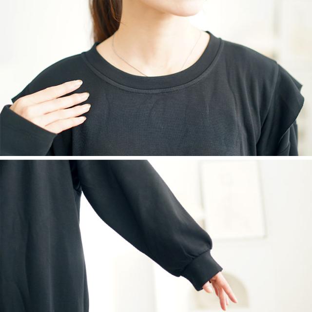 肩フリルスウェットワンピース