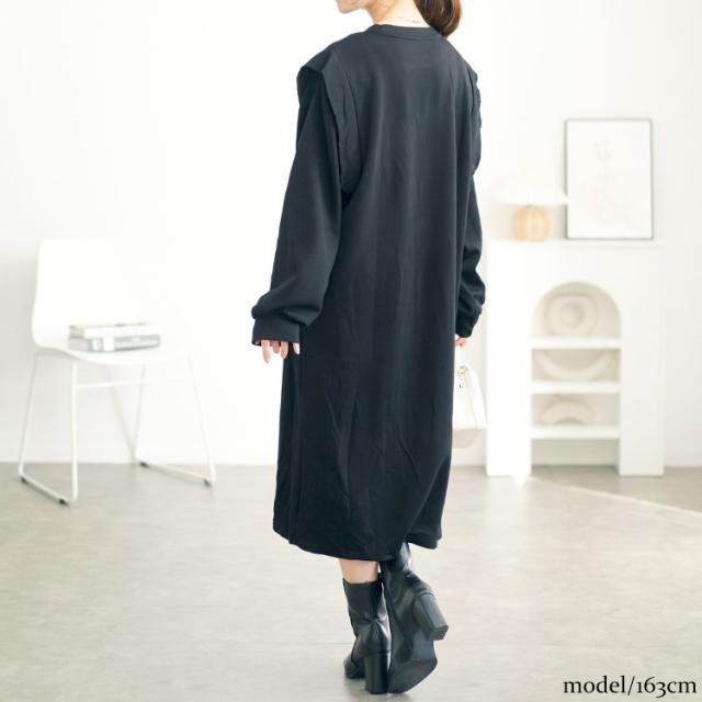 肩フリルスウェットワンピース