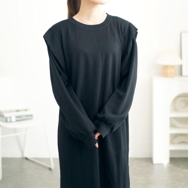 肩フリルスウェットワンピース