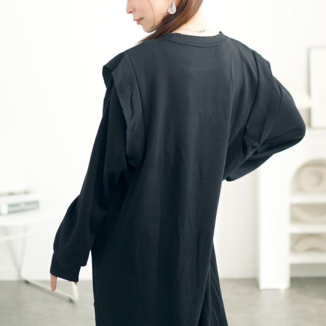 肩フリルスウェットワンピース