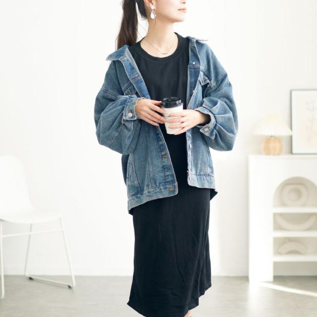 肩フリルスウェットワンピース