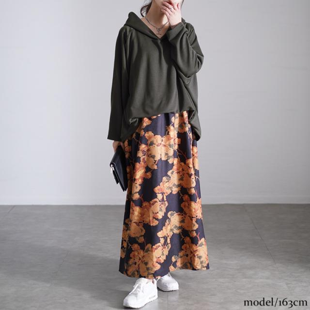 花柄ドッキングパーカーワンピース