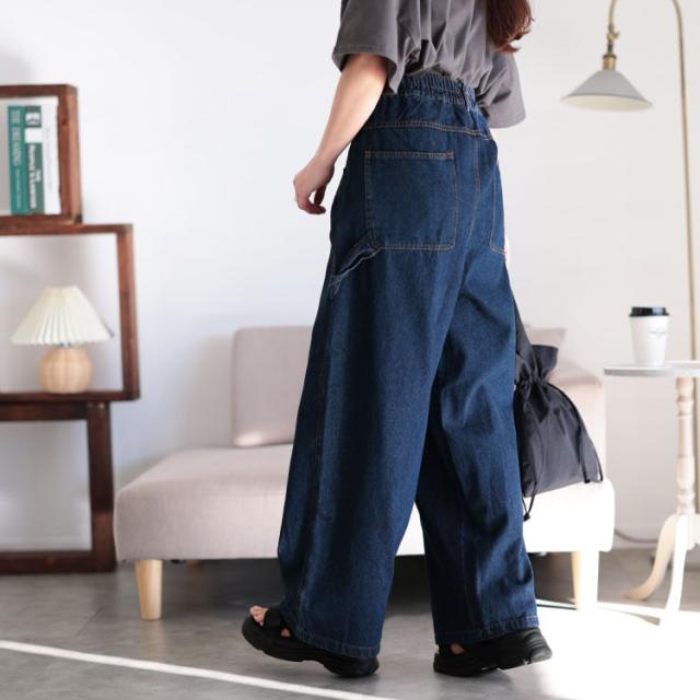 ビッグポケットコットンデニムワイドパンツ