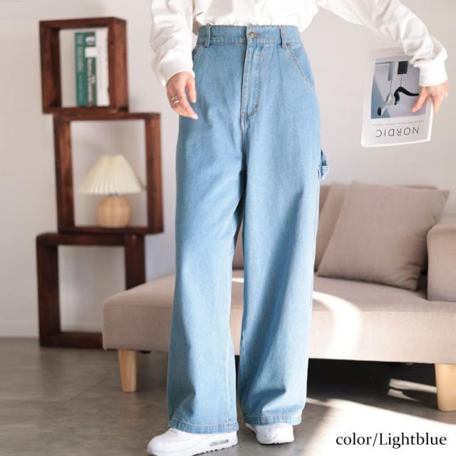 ビッグポケットコットンデニムワイドパンツ