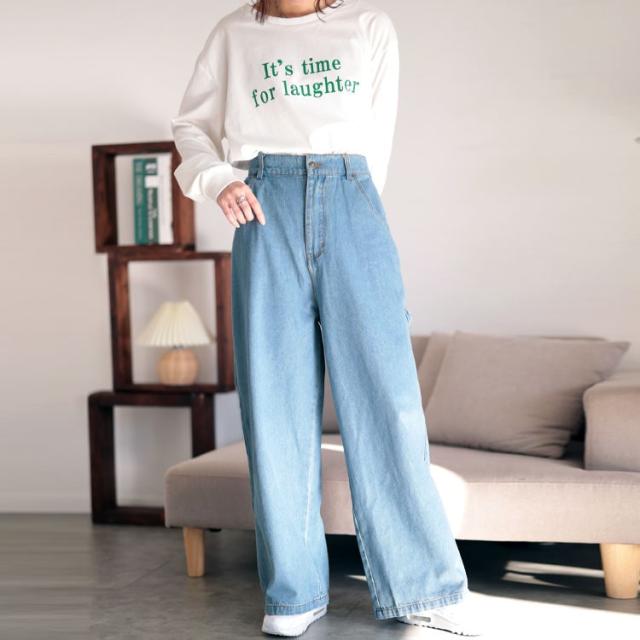 ビッグポケットコットンデニムワイドパンツ