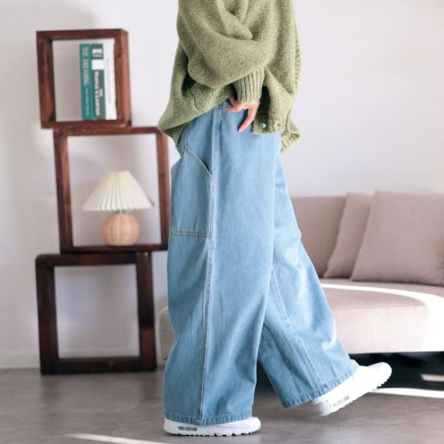 ビッグポケットコットンデニムワイドパンツ