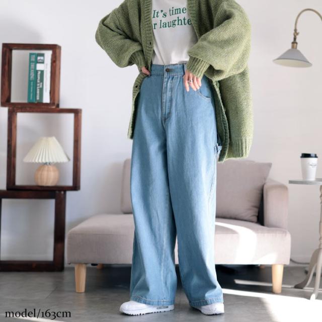 ビッグポケットコットンデニムワイドパンツ