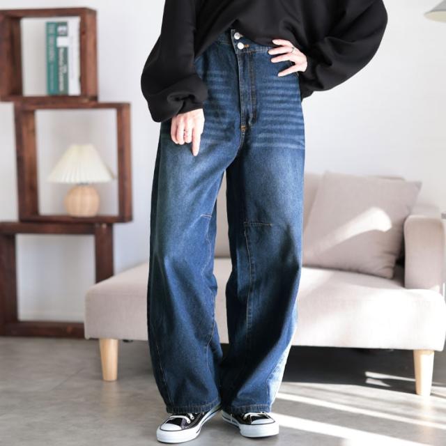 コットンデニムカーブパンツ