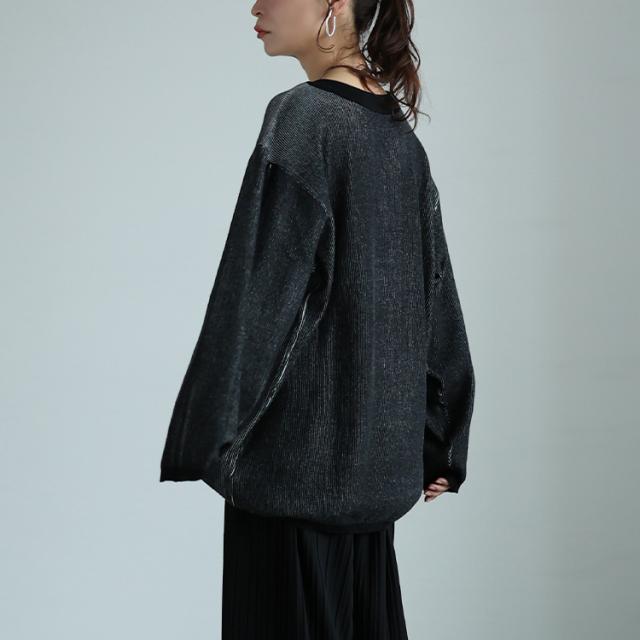 ツートンリブVネックプルオーバー