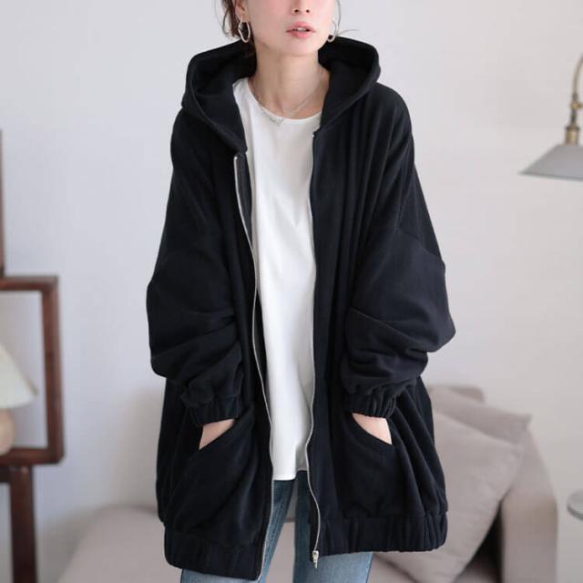 両面フリースZIPワイドパーカー