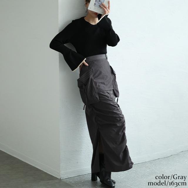 オーバーポケットレイヤードスカート