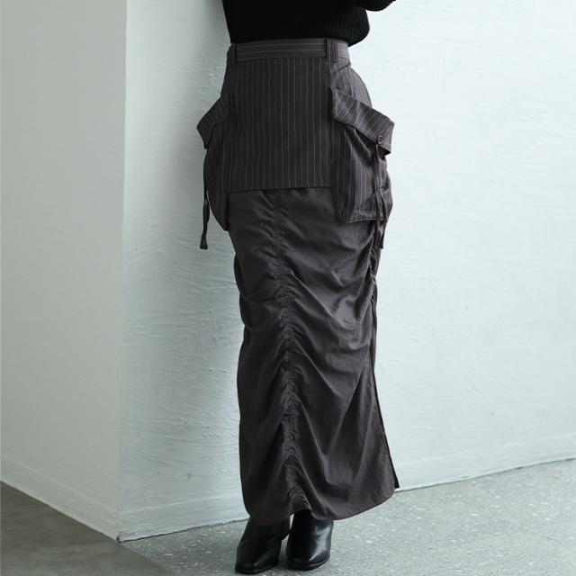 オーバーポケットレイヤードスカート