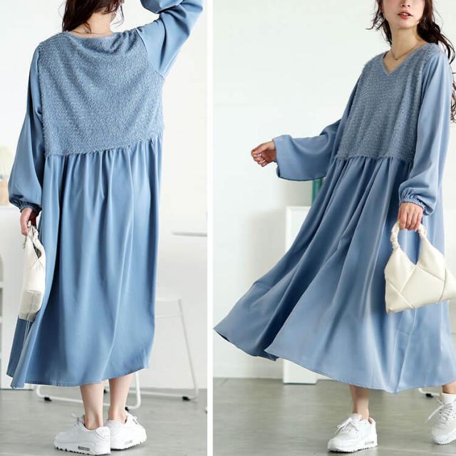 ラメニットベストドッキングフレアワンピース