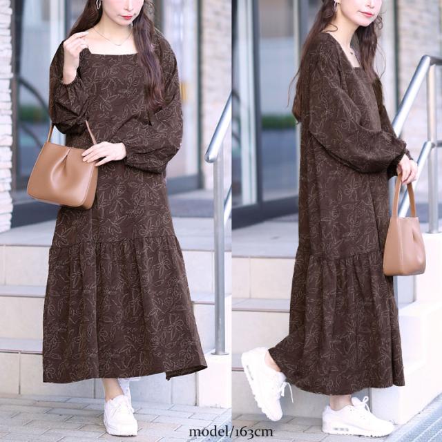 前後2way花柄ティアードワンピース