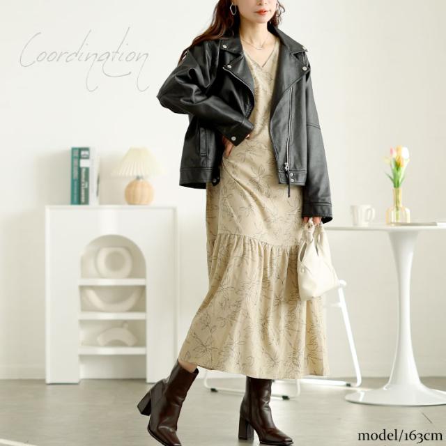 前後2way花柄ティアードワンピース