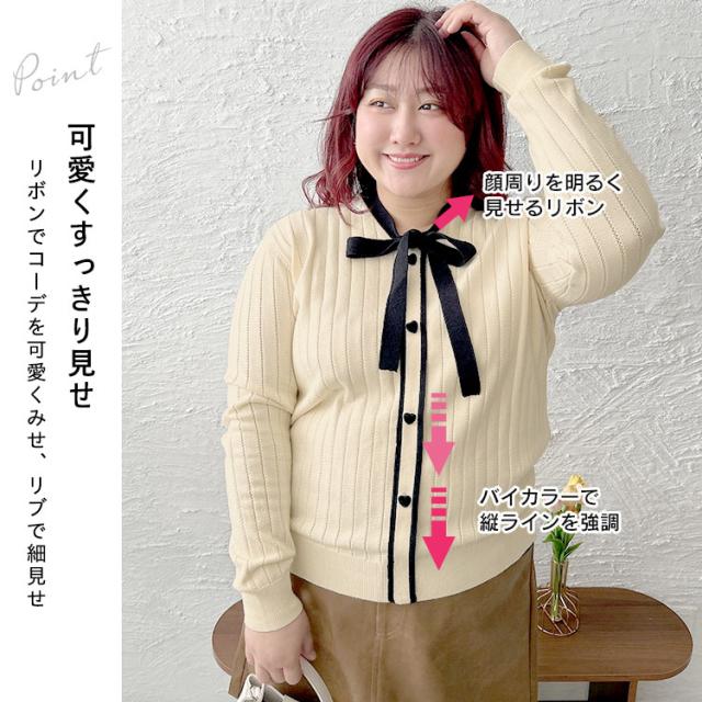 リボンタイバイカラーリブニット