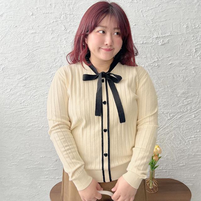 リボンタイバイカラーリブニット