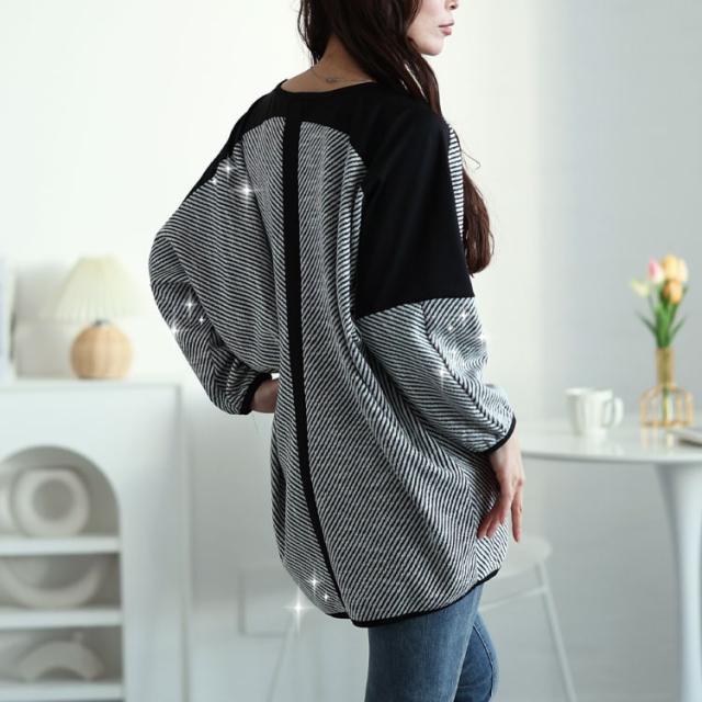 ヘリンボーン配色切り替えドルマンニット