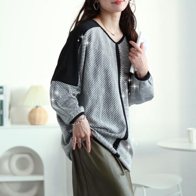 ヘリンボーン配色切り替えドルマンニット