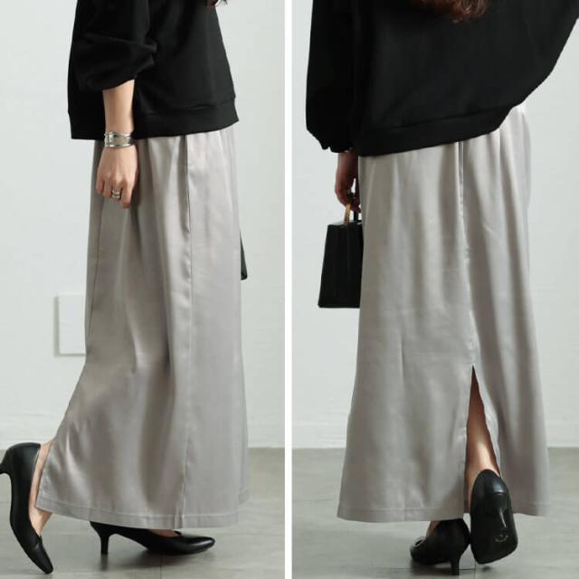 ストレッチサテンナロースカート