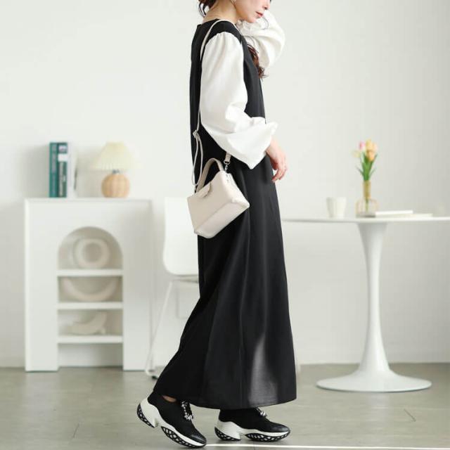 フェイクレイヤードフレアワンピース