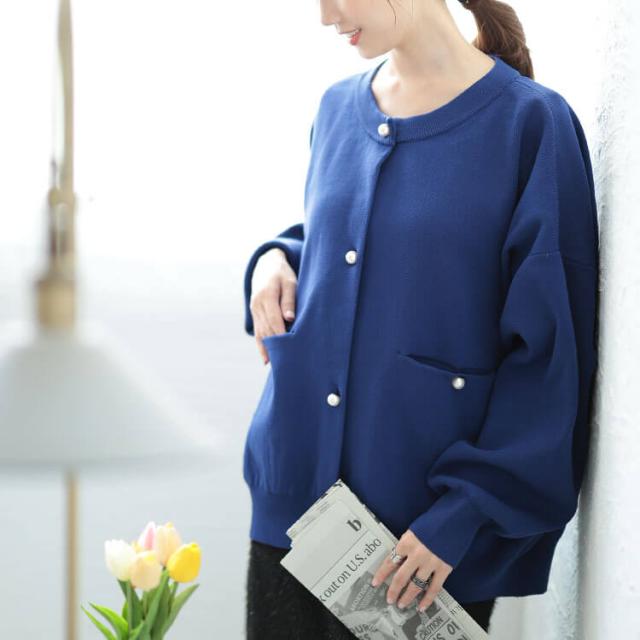 パールボタンニットカーディガン