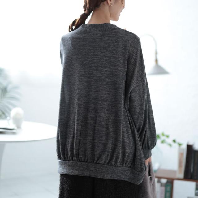 Vネック裾ギャザーカーディガン