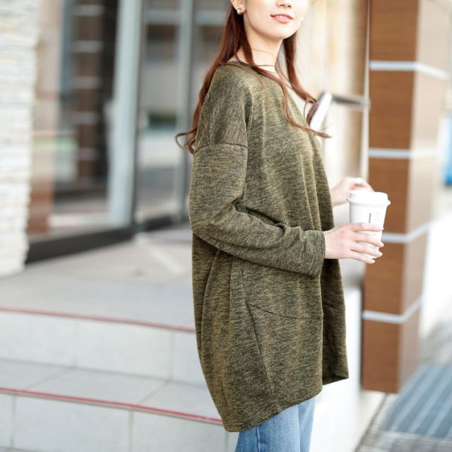 胸タックコクーン切り替えプルオーバー