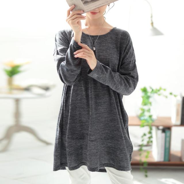 胸タックコクーン切り替えプルオーバー