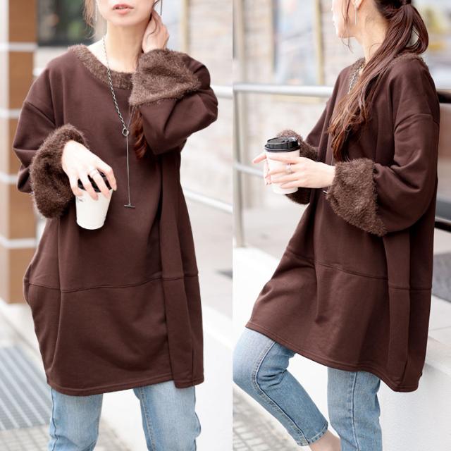 ラメシャギー切り替えコクーンチュニック