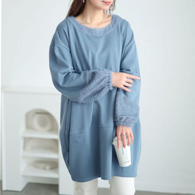 ラメシャギー切り替えコクーンチュニック