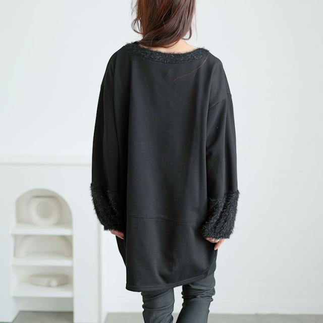 ラメシャギー切り替えコクーンチュニック