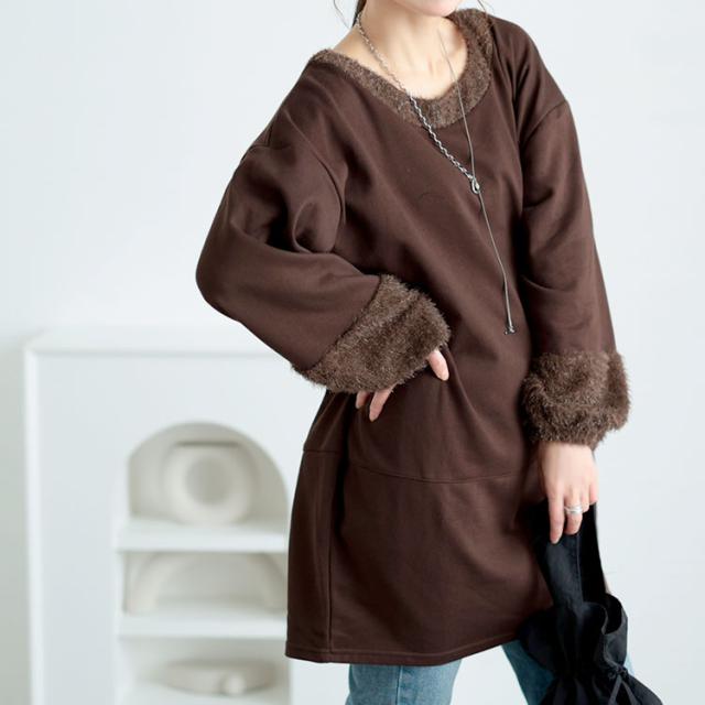 ラメシャギー切り替えコクーンチュニック