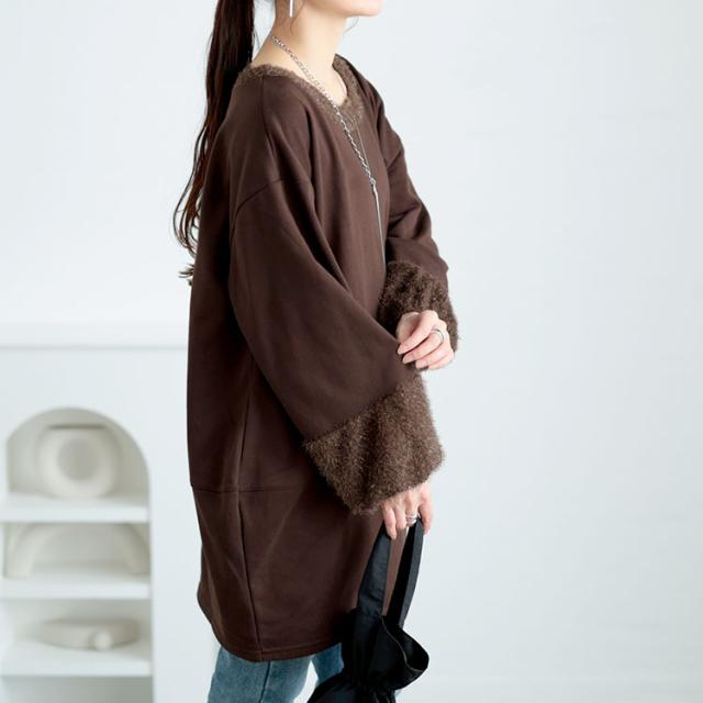 ラメシャギー切り替えコクーンチュニック