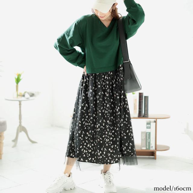 レオパード＆チュールドッキングワンピース