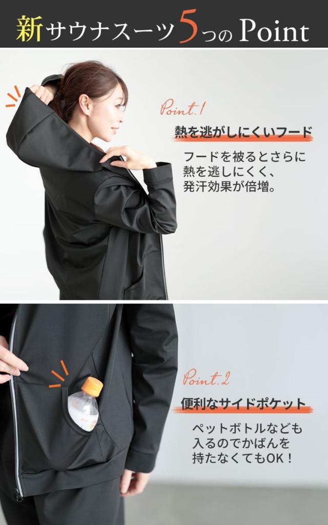 超発汗！着るだけダイエットポケット付きパーカーサウナスーツ