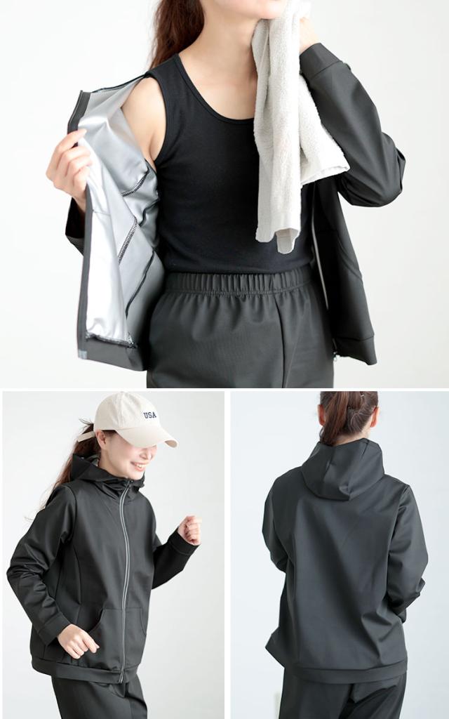 超発汗！着るだけダイエットポケット付きパーカーサウナスーツ