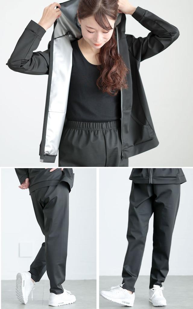 超発汗！着るだけダイエットポケット付きパーカーサウナスーツ
