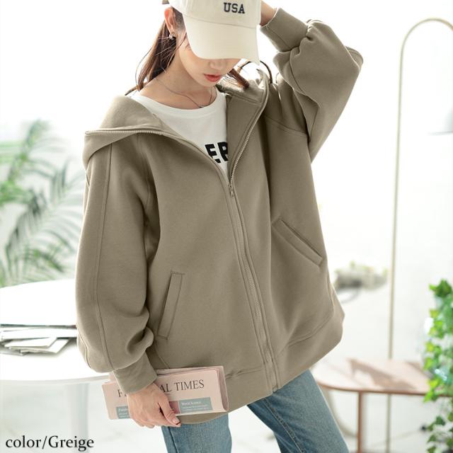 裏起毛ビッグフードドルマンZIPパーカー