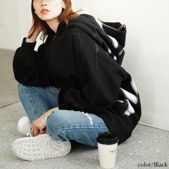 裏起毛ビッグフードドルマンZIPパーカー