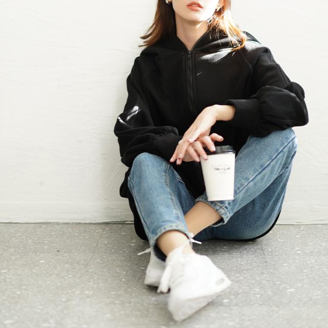 裏起毛ビッグフードドルマンZIPパーカー