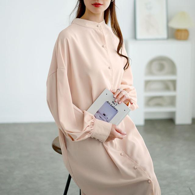 バンドカラーシャツワンピース