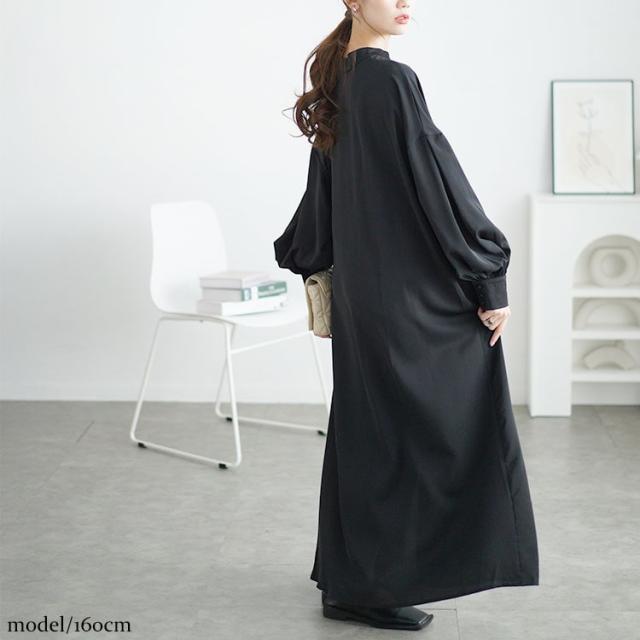 バンドカラーシャツワンピース