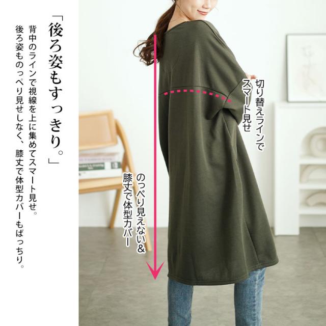 内側チェック切り替えドルマンワンピース