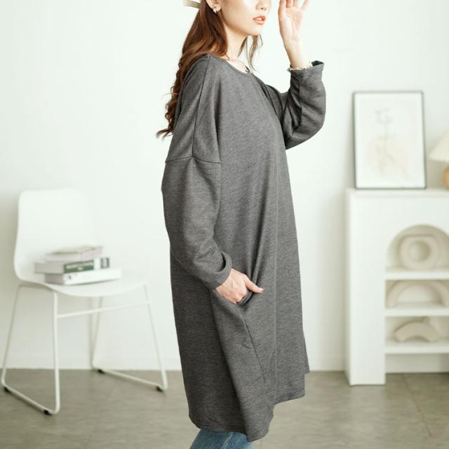 内側チェック切り替えドルマンワンピース