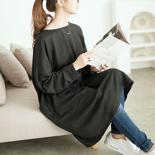 内側チェック切り替えドルマンワンピース